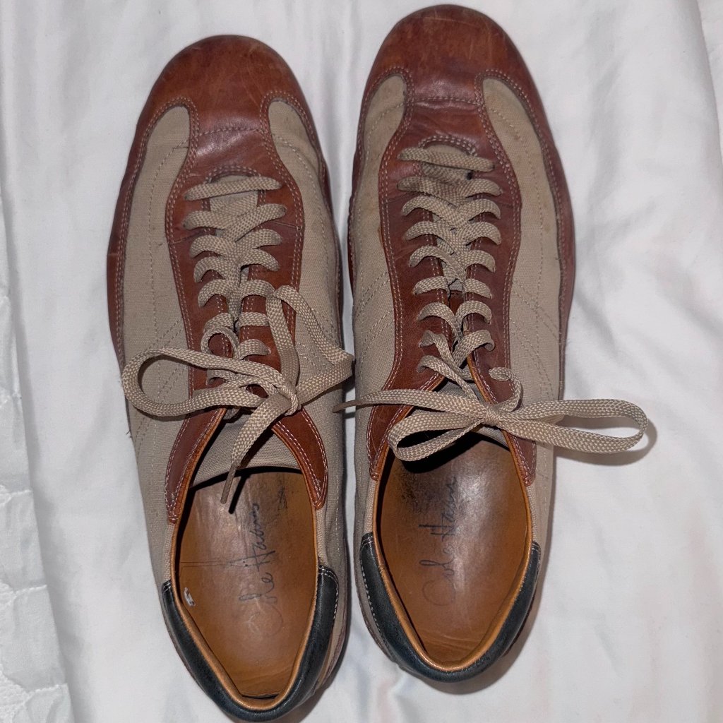 Vintage Cole Haan Nikeair Men's Brown/Ivory Leather & Canvas Casual Dress Shoe